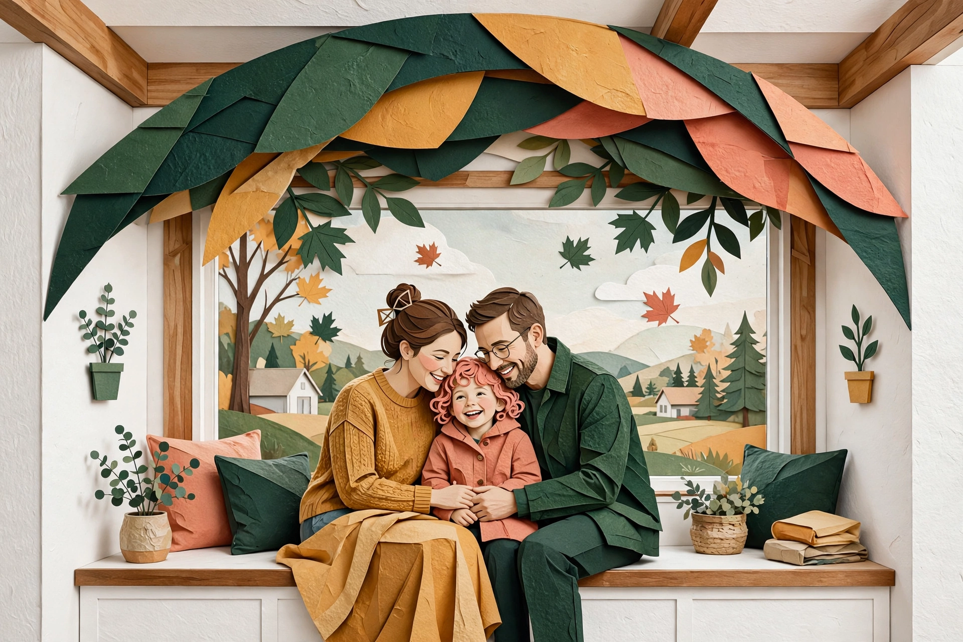 Illustration of a family sharing a calm moment at home